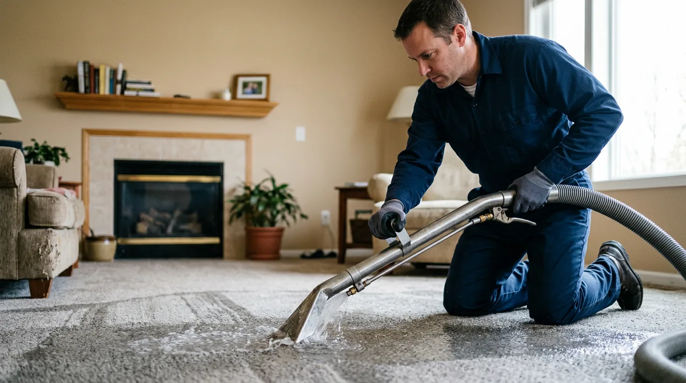 Water damage restoration technician working near Martinsville, MO